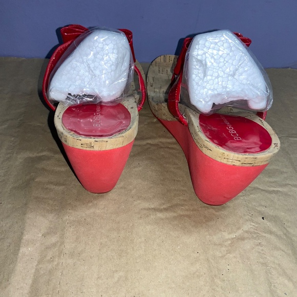 BCBGeneration Red cork Heels Platform Sandals Women Wedge Sz 7 - Picture 2 of 4